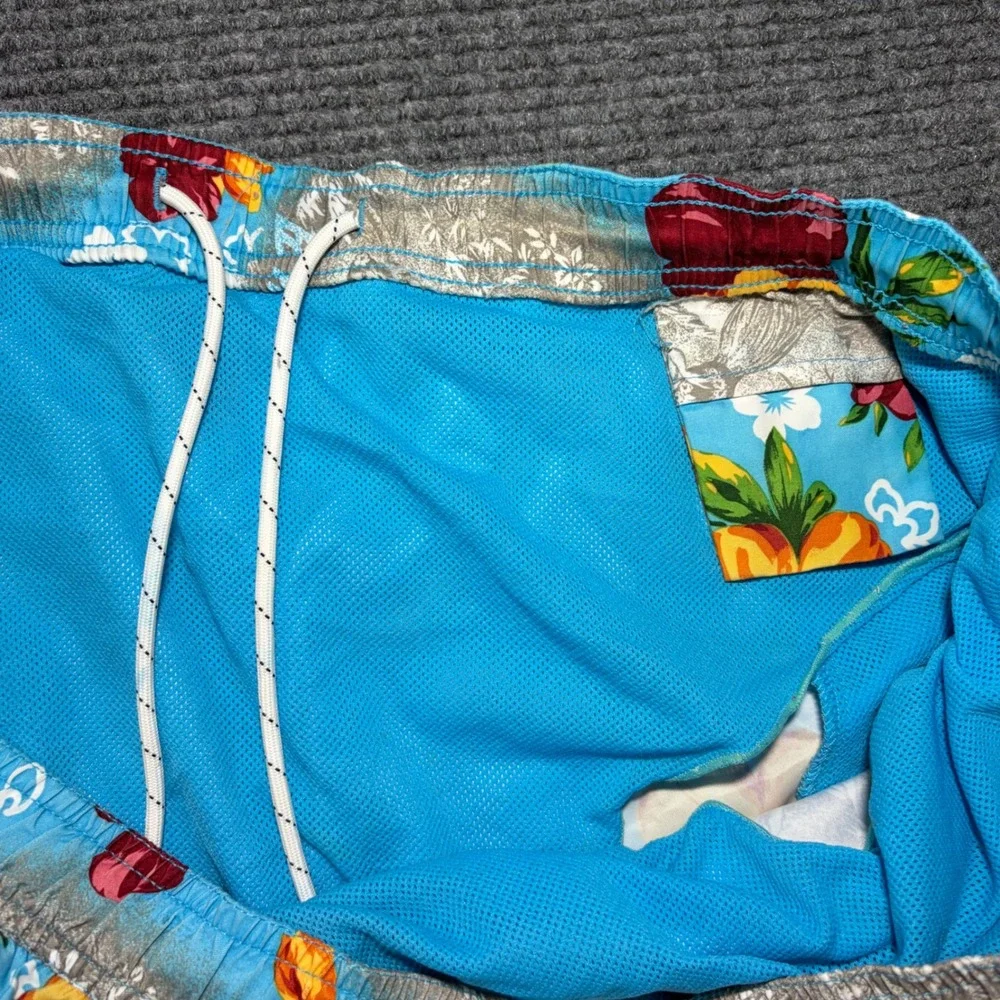Chaps Mens XL Swim Trunks Blue Aloha Hula Girl Hibiscus Tropical Floral Shorts